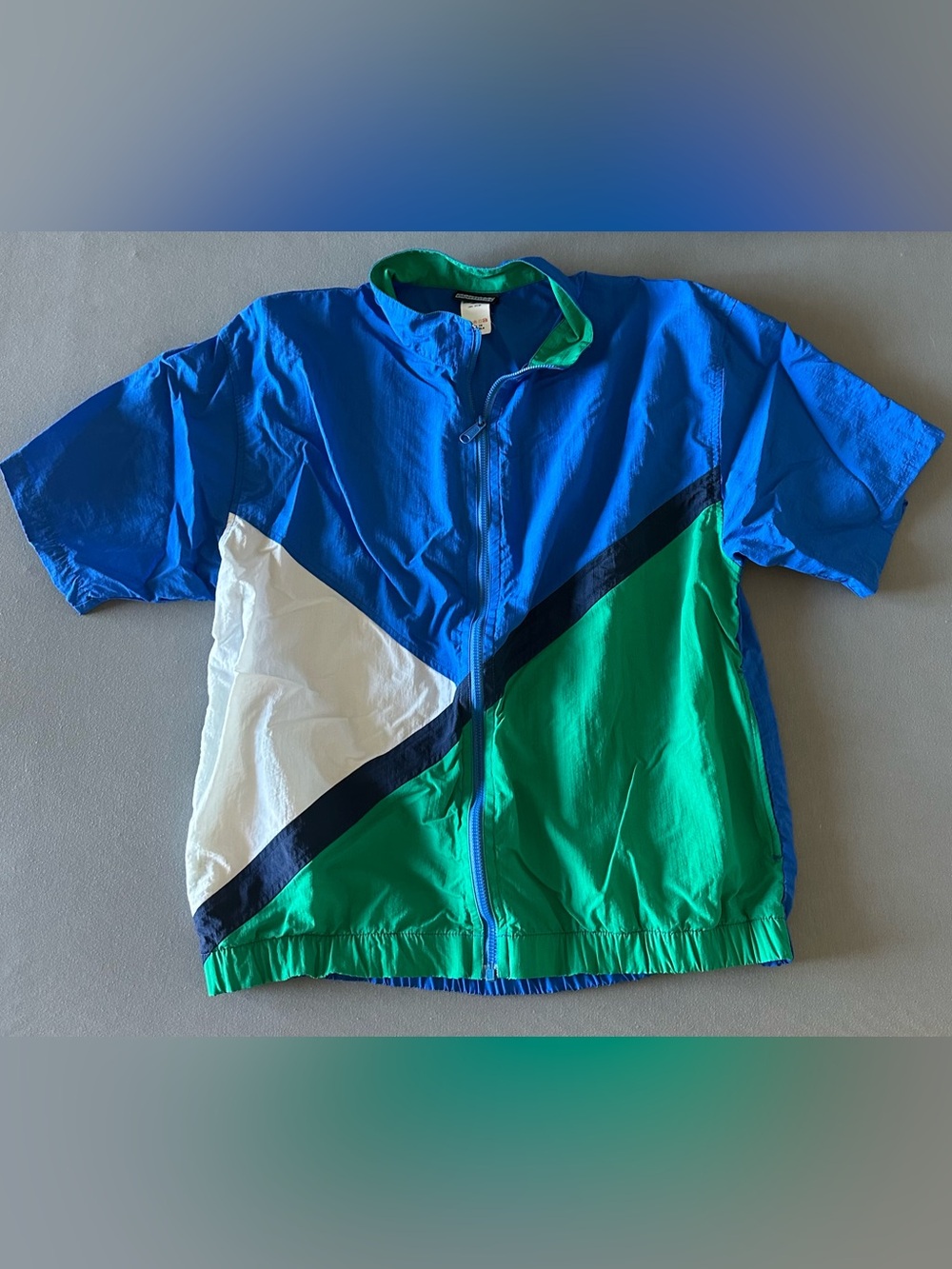 Vintage Jantzen Blue/Green/White Color Blocked Short Sleeve Windbreaker Jacket